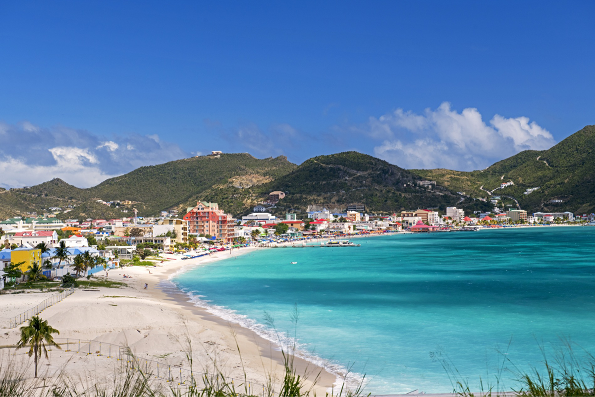 Philipsburg beach, the capital city of Dutch Sint Maarten